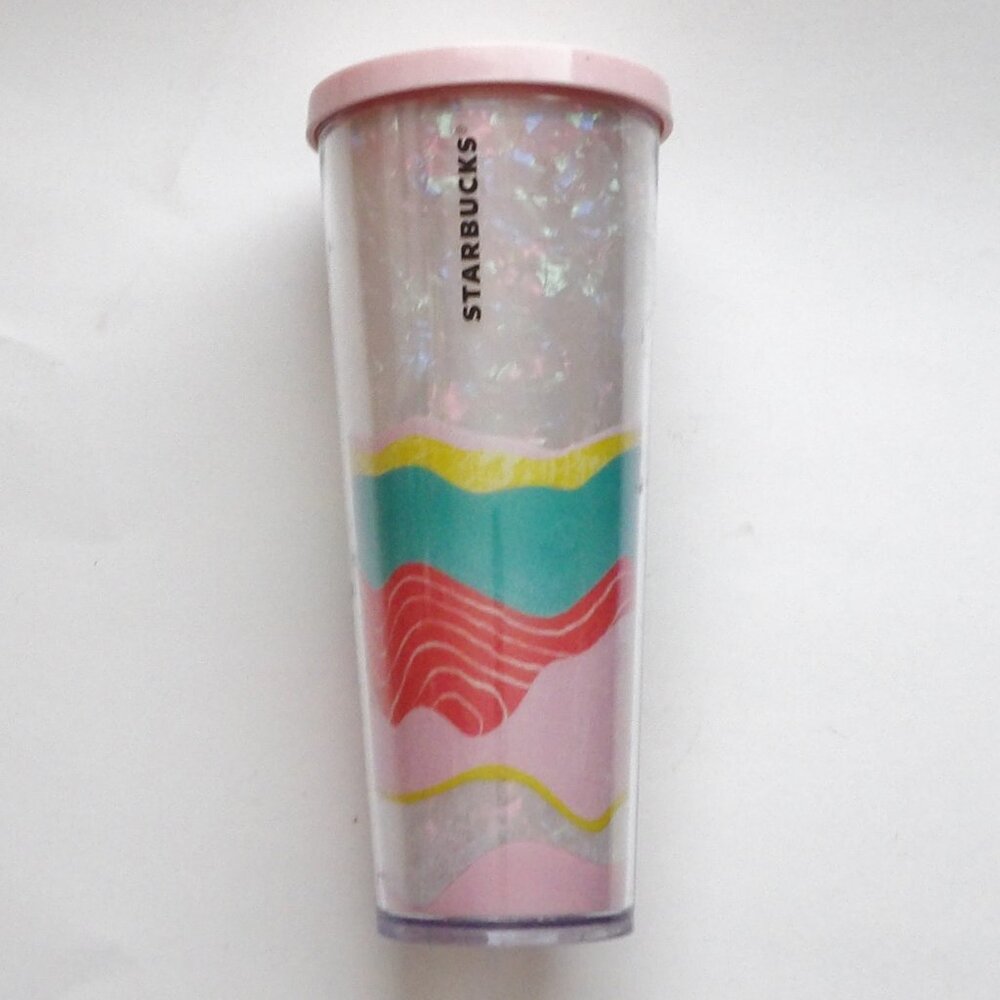 Starbucks Bundle of 2 Large Venti Tumblers 24 oz. No Straws 2019 Peony 2020 Wave - Picture 8 of 11